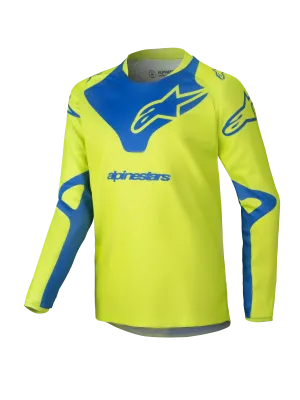 2025 Alpinestars Youth Racer Veil Jersey Yellow Fluo Blue