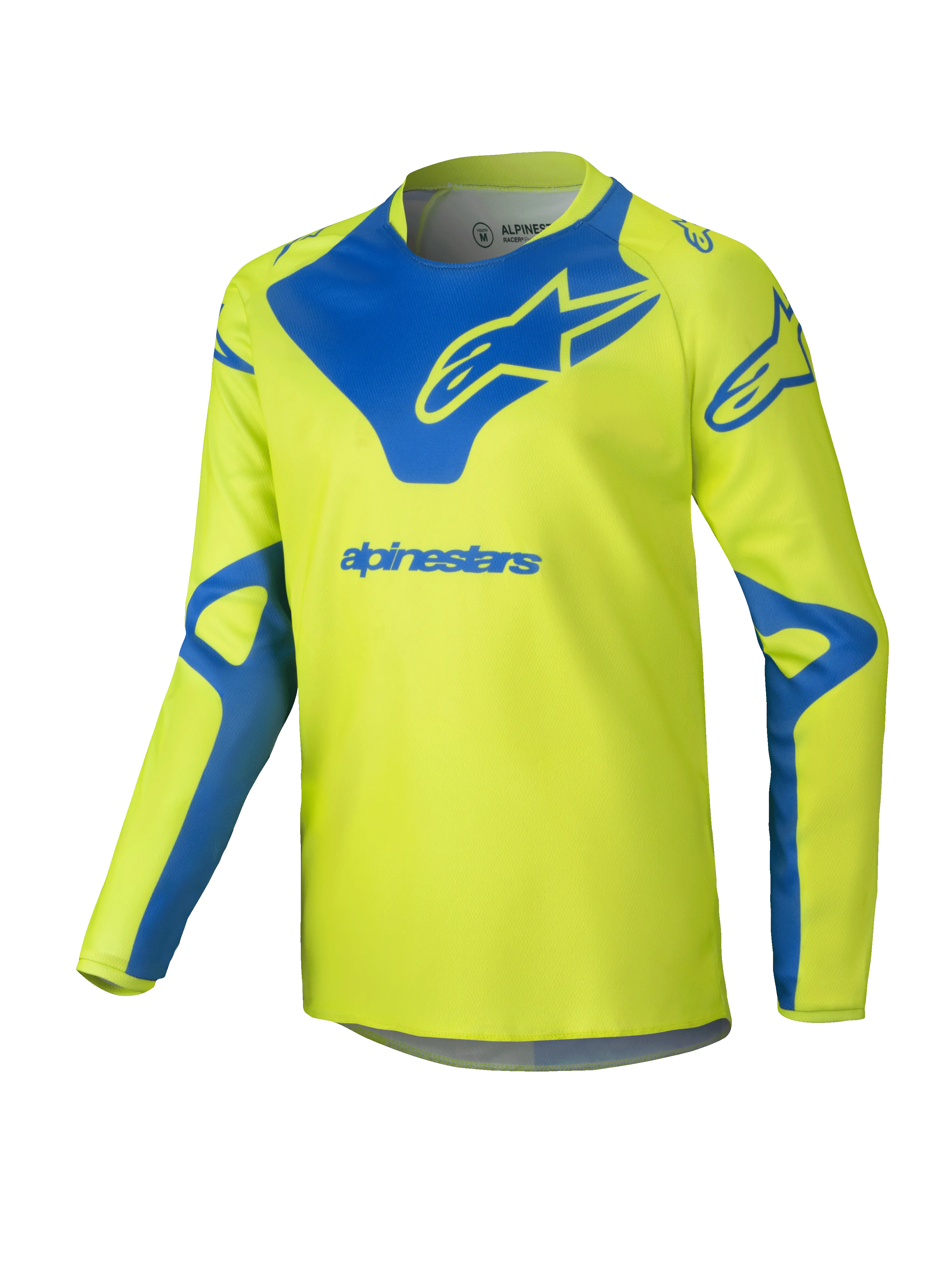 2025 Alpinestars Youth Racer Veil Jersey Yellow Fluo Blue