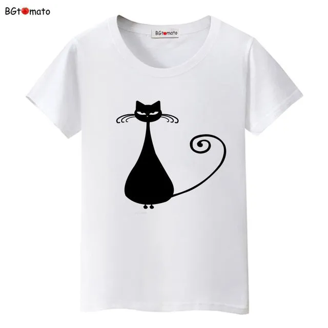 BGtomato super cool elegant cat T-shirts for women originality design fashion 3D shirts Brand good quality soft casual shirts