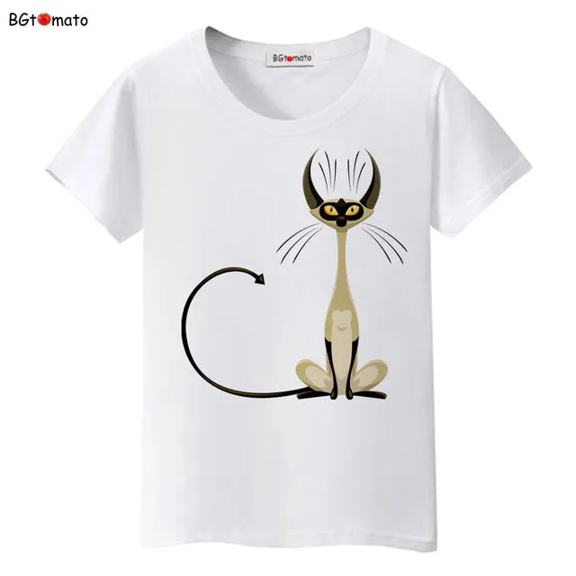 BGtomato super cool elegant cat T-shirts for women originality design fashion 3D shirts Brand good quality soft casual shirts