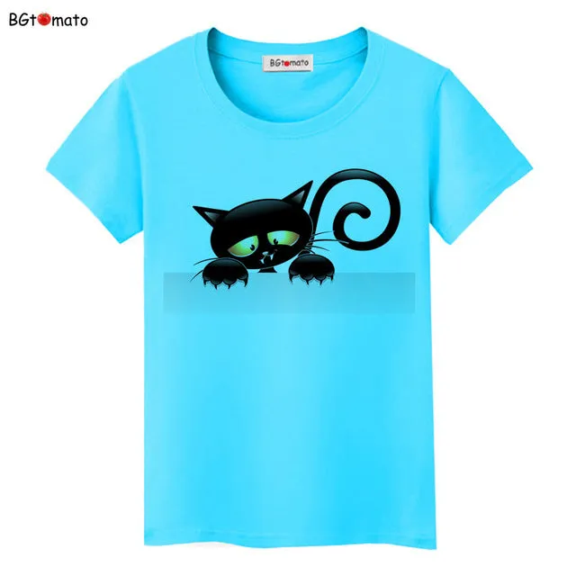 BGtomato super cool elegant cat T-shirts for women originality design fashion 3D shirts Brand good quality soft casual shirts