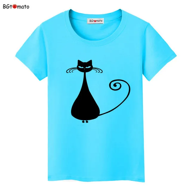 BGtomato super cool elegant cat T-shirts for women originality design fashion 3D shirts Brand good quality soft casual shirts