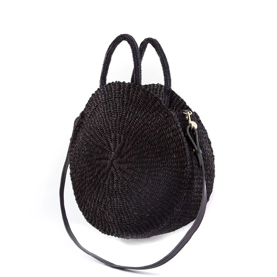 Black Woven Circle Crossbody