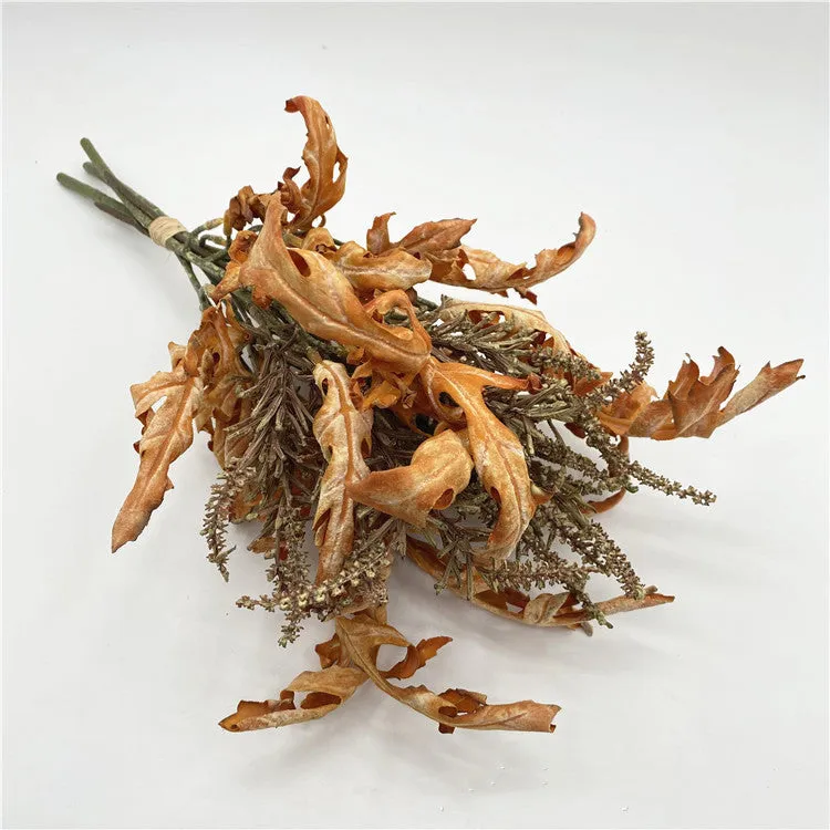 Bulk 18 inches Tall Burnt Edge Oak Leaves with Sage Stems Autumn Bouquet Botanical Masterpieces Wholesale