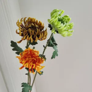 Bulk 23.6 inches Tall Large Heads Chrysanthemums Real Touch Stems Fall Winter Flowers Wholesale