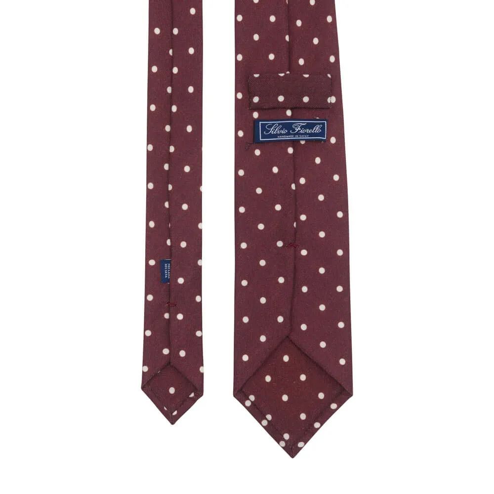 Burgundy Polka Dot Silk Wool Tie