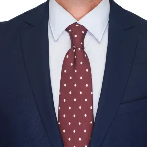 Burgundy Polka Dot Silk Wool Tie