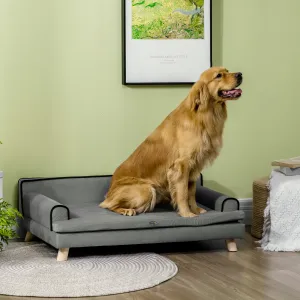 Dog Sofa with Legs Water-resistant Fabric, Pet Chair Bed for Large, Medium Dogs, Grey, 100 x 62 x 32 cm