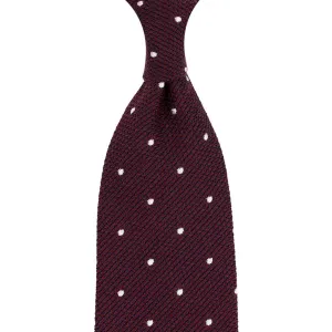 Dotted Wool/Silk Grenadine Tie - Burgundy - Hand-Rolled