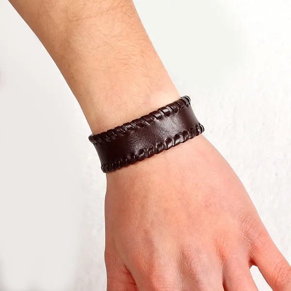 Fashion Punk Charm Wrap Leather Bracelets & Bangles Braided Rope Wristband Men Bracelet Jewelry Black and Brown Colors Gift