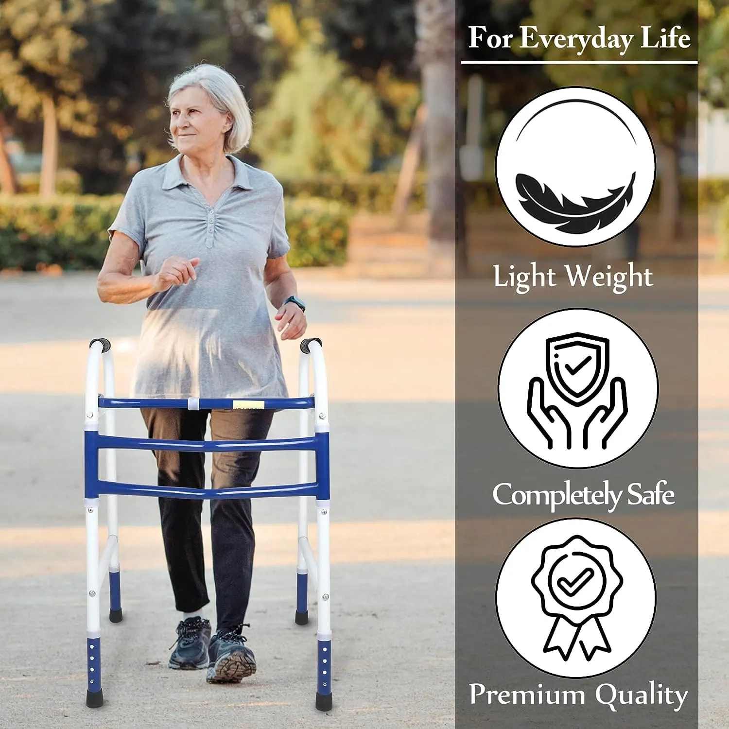 Folding, Portable & Lightweight Height Adjustable Walker