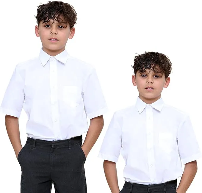 KHIM Kids Boys Pack of 2 Full Sleeve Half Sleeve School Shirts Plain White Sky Blue Dress Shirts 5-16 Years