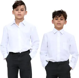 KHIM Kids Boys Pack of 2 Full Sleeve Half Sleeve School Shirts Plain White Sky Blue Dress Shirts 5-16 Years