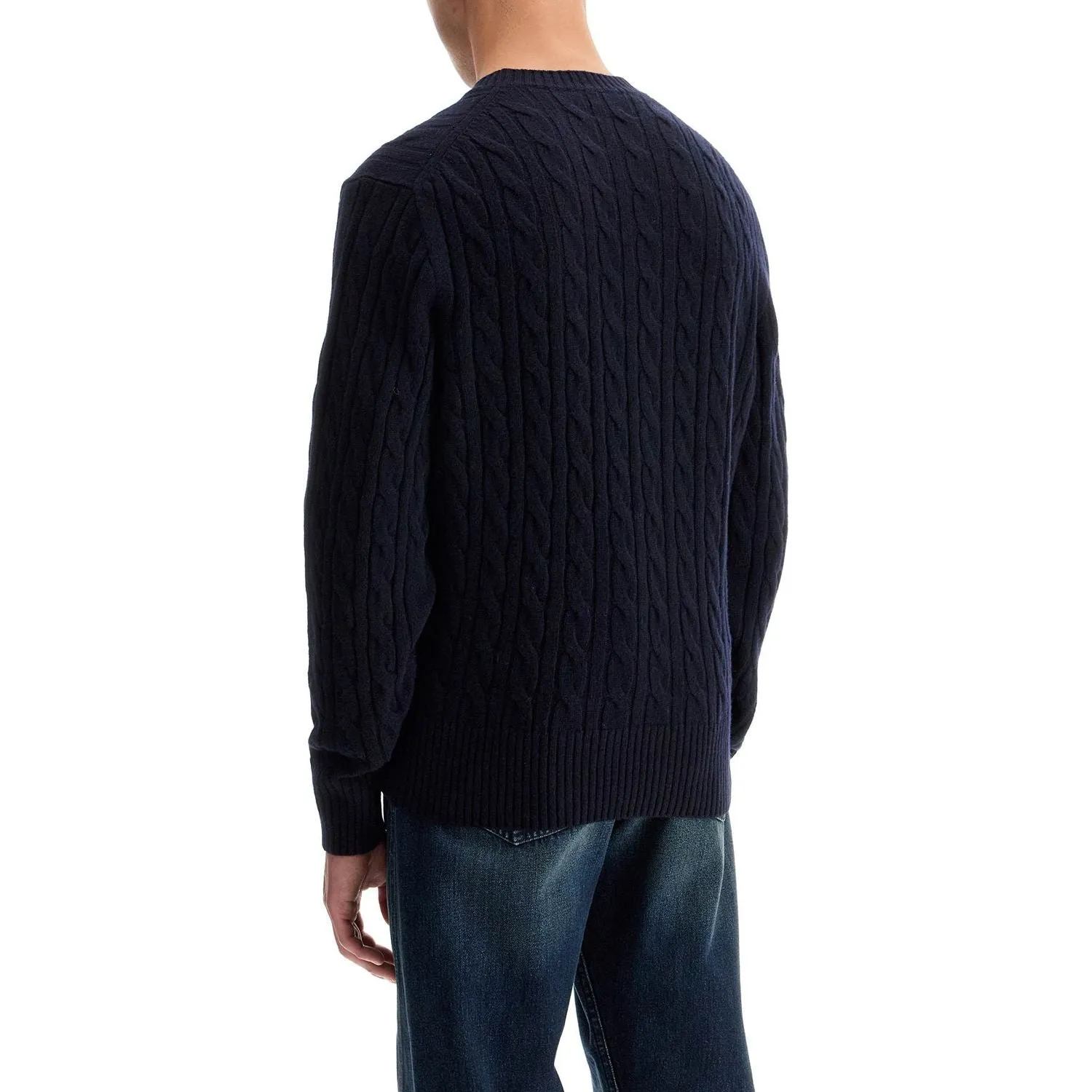 Lacoste classic fit cable knit wool pullover