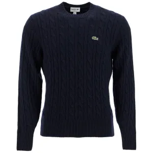 Lacoste classic fit cable knit wool pullover