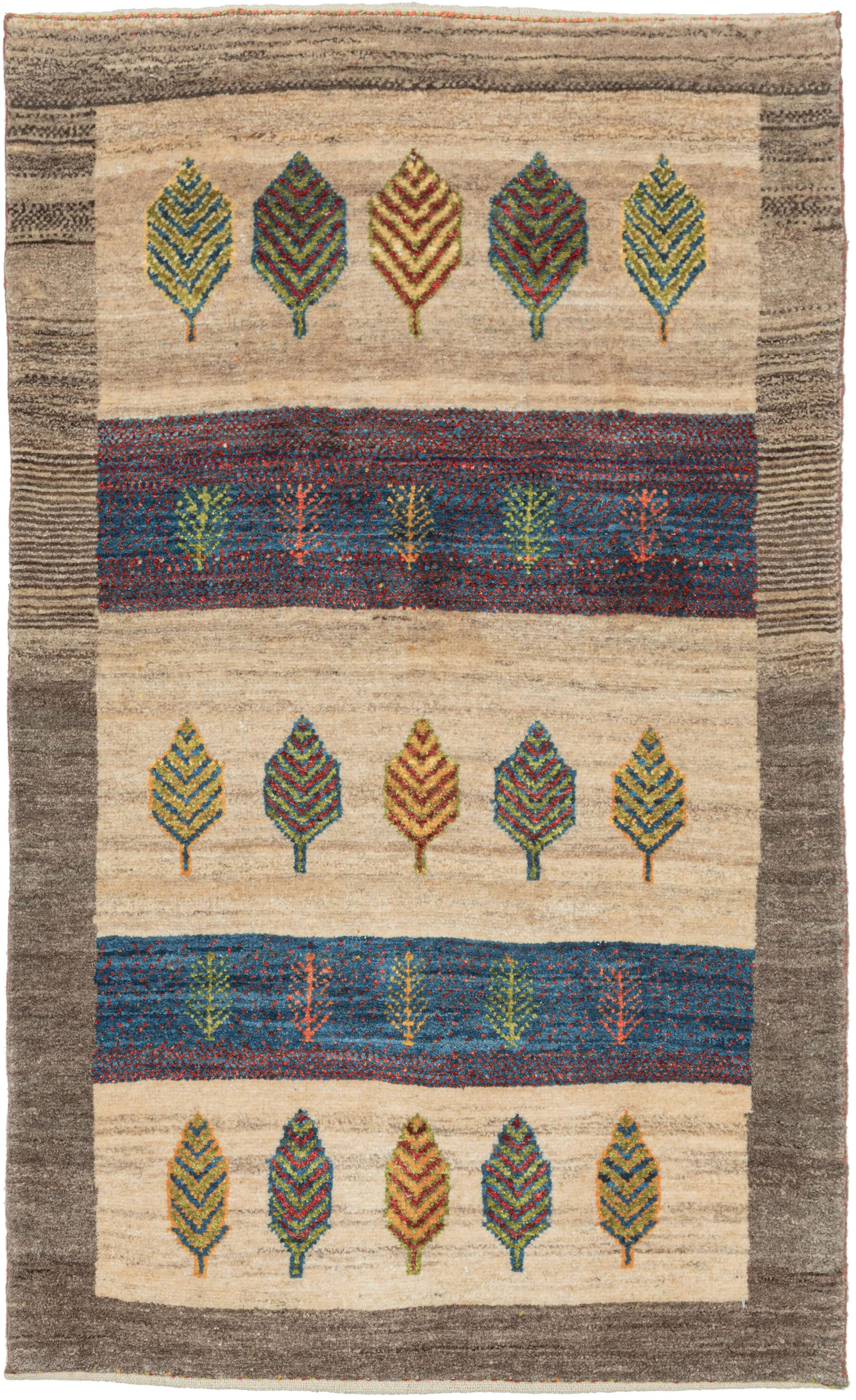 Leaf and Stripes Contemporary Gabbeh - 2'8 x 4'5