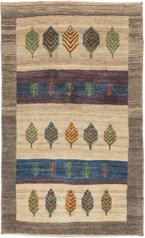 Leaf and Stripes Contemporary Gabbeh - 2'8 x 4'5