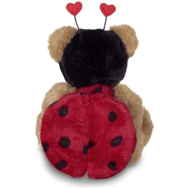 Love Bug Plush Stuffed Teddy Bear in Ladybug Suit and Holding Heart