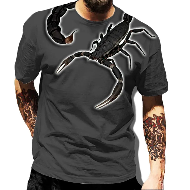 Men's T-shirts Classic Animal Scorpion 3D Printed T Shirt Summer Short-Sleeved Hip-Hop T-shirt Streetwear Unisex