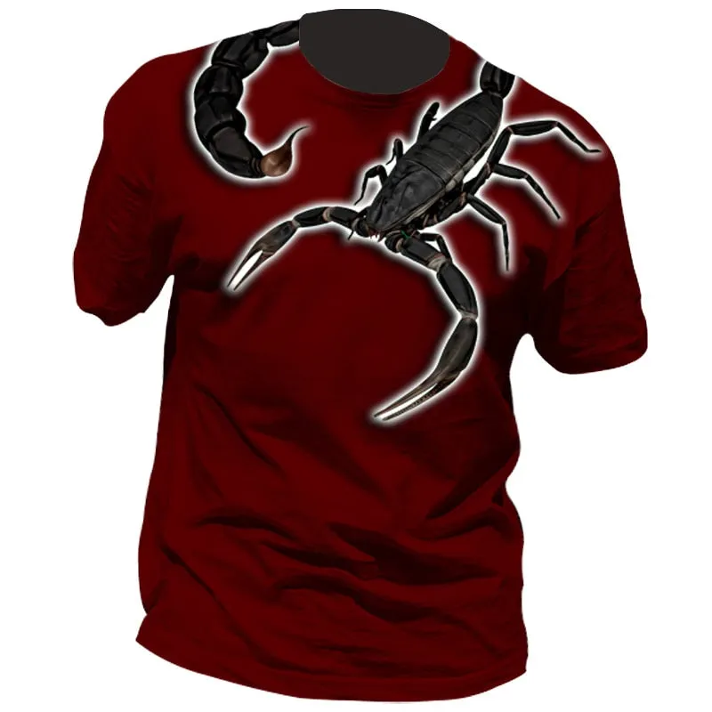 Men's T-shirts Classic Animal Scorpion 3D Printed T Shirt Summer Short-Sleeved Hip-Hop T-shirt Streetwear Unisex