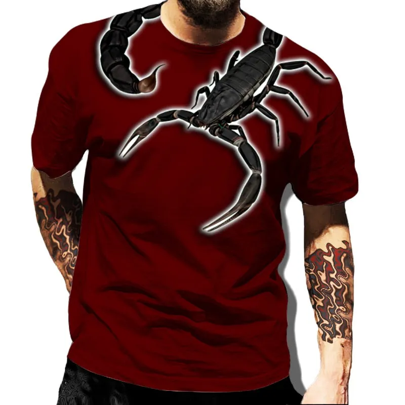 Men's T-shirts Classic Animal Scorpion 3D Printed T Shirt Summer Short-Sleeved Hip-Hop T-shirt Streetwear Unisex