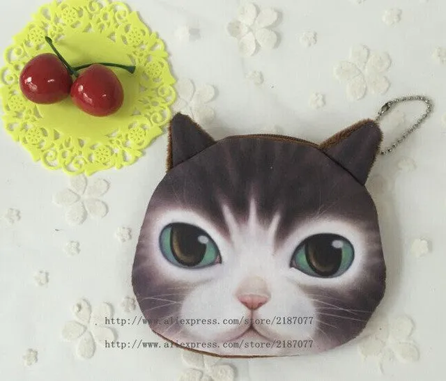 NEW Popular 7Animals , Kitty Cat and Dogs Plush Coin Purse , Gift 10CM Coin BAG Purse , Pocket Coin Wallet BAG , Keychain BAG