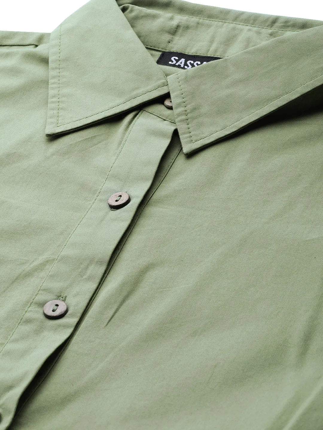 Olive Tiered Shirt Dress