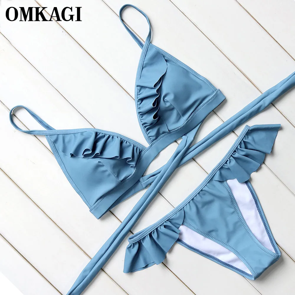 OMKAGI Brazilian Bikini 2017 Swimwear Women Swimsuit Bathing Suit Sexy Bandage Bikini Set Push Up Swim Wear Swim Suit Beachwear