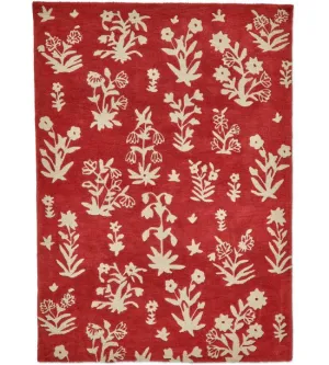 Sandersons Rug Woodland Glade Damson Red