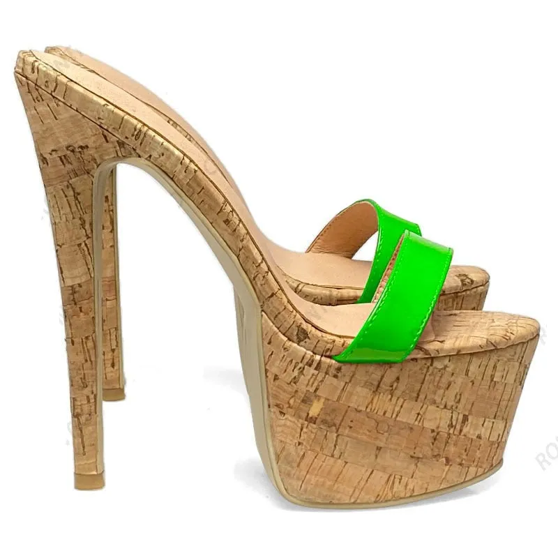 TEEK - Citrus Lights - Platform Cork Stiletto Heels | Up to Size 14.5