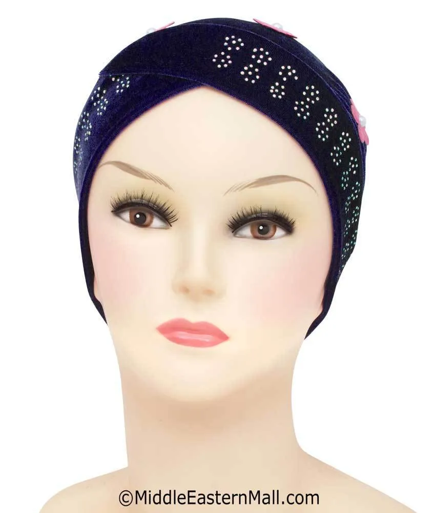 Velvet Venetian Turban Easy Pull-on Hijab Caps