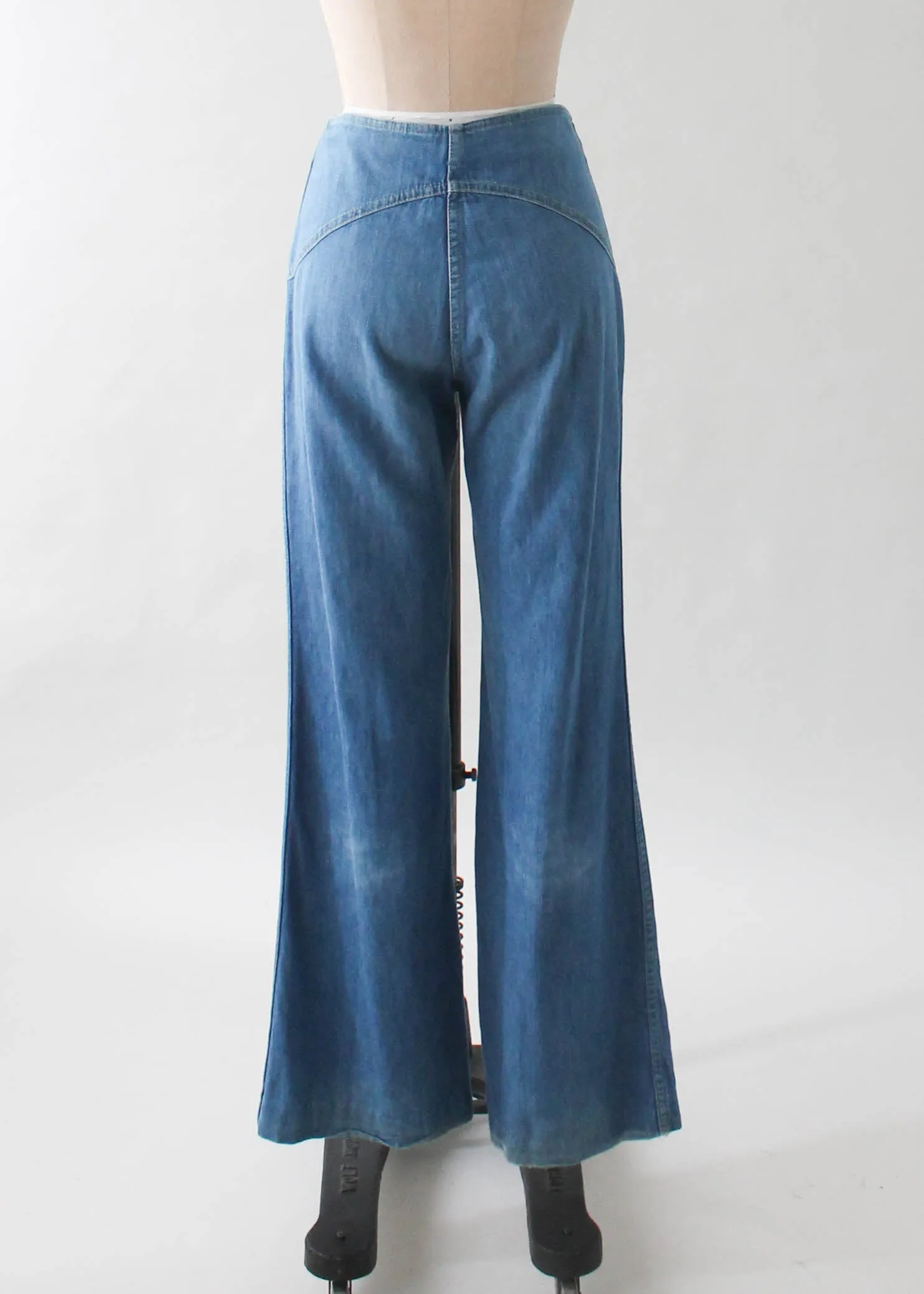 Vintage 1970s Snap Front Wide Leg Jeans