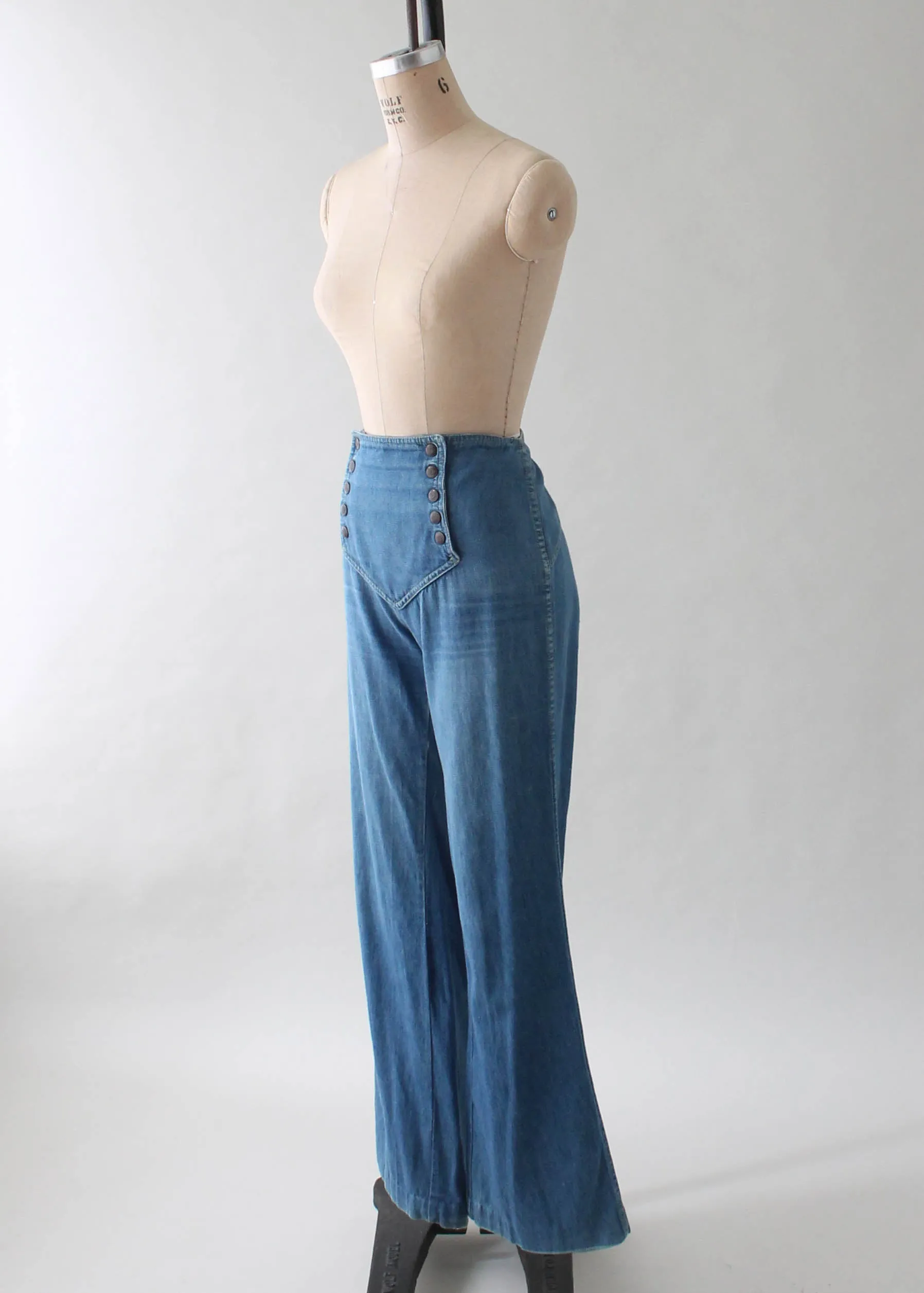 Vintage 1970s Snap Front Wide Leg Jeans