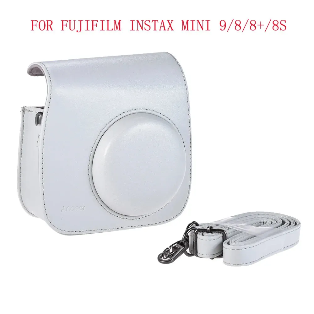 Vintage PU Camera Bag for Fujifilm Instax Mini 90/9/8/8S Instant Film Camera Protective Case Pouch Cover Protector with Strap