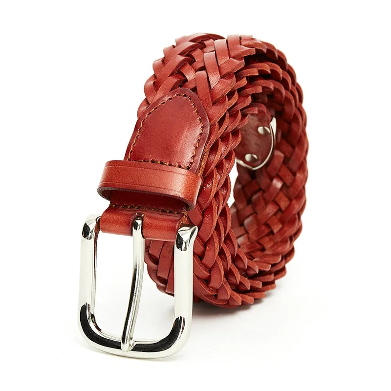 Woven Leather Belt Fashionable Korean All-Match Pin Buckle Women's Belt